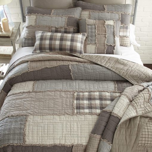Colcha de rey Donna Sharp - Colcha contemporanea de algodon Smoky Cobblestone con patron de patchwork - Lavable a maquina - Imagen 2