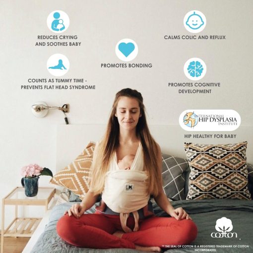 Portabebes Baby K'tan Organico 100% Algodon Certificado GOTS: #1 Facil de Usar 5 en 1 | Capa de Bebe Pre-Envuelta | Suave Envoltura para Bebes sin Manos | Recien Nacido a Nino de hasta 35 lb (Ver Tabla de Tallas) - Imagen 4