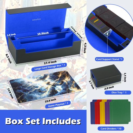 Caja Premium para Barajas MTG con Tapete y Bandeja de Dados, con Espacio para 5 Cajas de Baraja o mas de 800 Cartas con Fundas, 10 Separadores de Colores y Soporte para Cartas, Almacenamiento Duradero de Cartas para MTG, YuGiOh, TCG, Cartas Deportivas - Imagen 2
