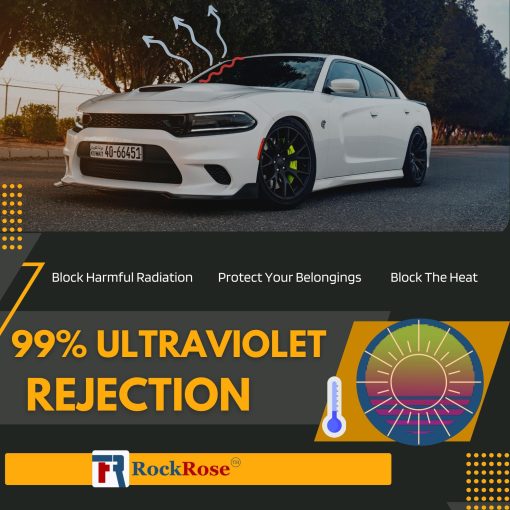 Tinte para Coche RockRose 20% VLT 40" por 15FT 2PLY Nano Ceramic Profesional Tinte para Ventana de Coche Bloqueo de Calor, UV e IRR Pelicula Adhesiva para Coche(40" x 15FT) - Imagen 2