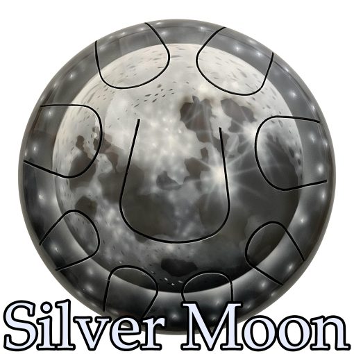Steel Tongue Drum 10" - Luna de Plata - 7 afinaciones para elegir - Bolsa y Mazos Gratis (A Menor Pentatonica (8 tonos) SD10S4) - Imagen 6
