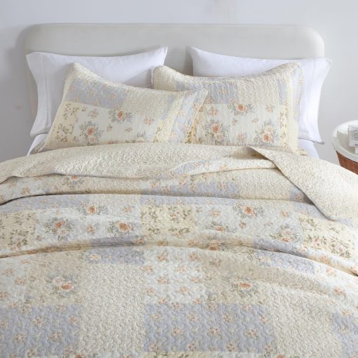 SahSahCasa 120"x102" Juego de Colcha de Reina de algodon 100% Extra Grande, Colcha de Cama en Acolchado, Colcha XL, Edredon Ligero, 3 Piezas, Marron/Beige - Imagen 7