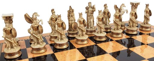 Set de Piezas de Ajedrez de Dioses del Olimpo de la Mitologia Griega Zeus vs Poseidon Blanco Antiguo - SIN Tablero - Imagen 7