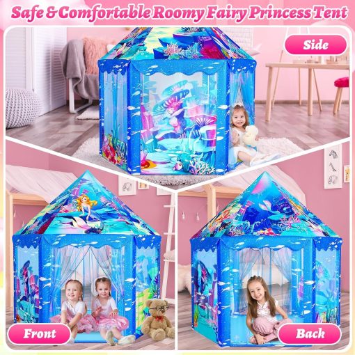 Tienda de Juegos para Ninas Princesa Sirena - Gran Castillo para Ninas de 3 a 12 Anos, Toy para Interiores y Exteriores para Ninos, 55'' x 53'' (DxH) - Imagen 6
