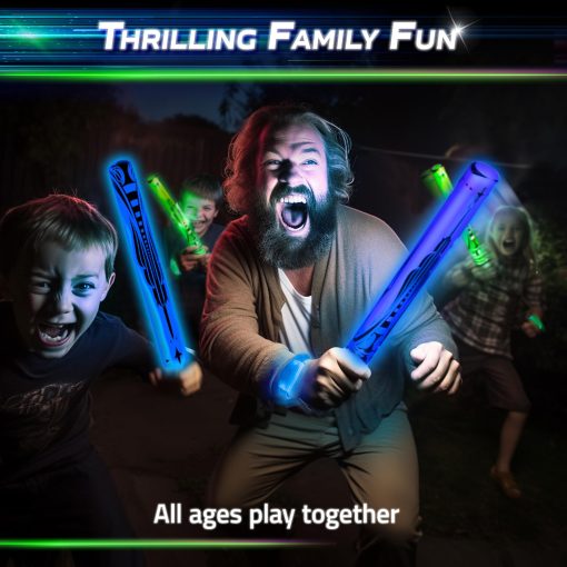 Glow Battle - Paquete Familiar: Un emocionante juego de espadas luminosas | De 2 a 8 jugadores, de 8 años en adelante | Juegos familiares unicos para niños y adultos | Juguetes al aire libre para niños de 8 a 12 años | Juegos luminosos para niños de 8 a 12 años - Imagen 2