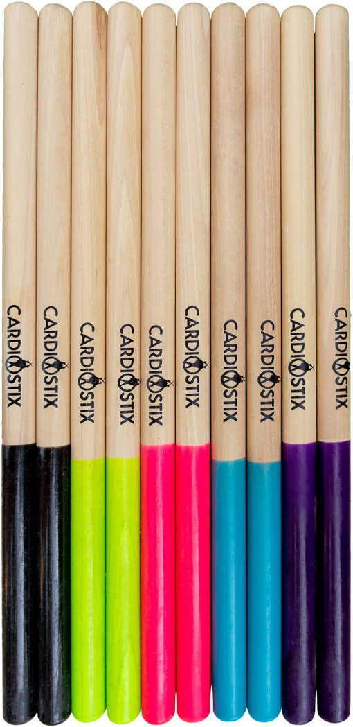 Baquetas de Tambor CardioStix de American Hickory Wood Premium de Mayor Peso de 8 oz (1 PAR A ELEGIR) | Para Tamborileo, Fitness, Clase Aerobica, Ejercicios (Estandar Morado)