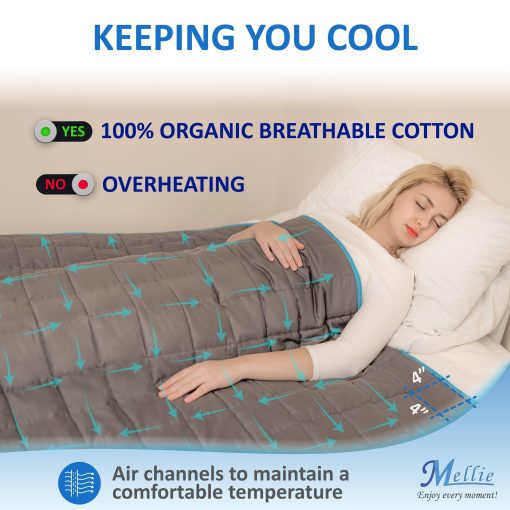 Mellie Luxury Adult Weighted Blanket - Manta Ponderada para Adultos de Lujo con Bolsa de Viaje (80x87 | 20 lbs | Manta Solamente) - Imagen 5