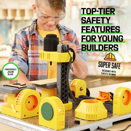 Estacion de Carpinteria 4 en 1 para Ninos - Kit de Proyectos de Construccion en Madera para Ninos - Juego de Herramientas de Construccion Real - Set de Herramientas para Ninos - Regalos de Pascua para Nino de 5 Anos - Juguetes STEM Geniales Ideas de Regalo de Cumpleanos - Imagen 3