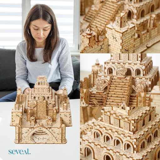 Rompecabezas de madera 3D Seveat para adultos - Kit de modelo de 235 piezas de Ruinas de Templo Antiguo DIY, Juego de rompecabezas desafiante para cualquier ocasion, Regalo ideal para adolescentes y adultos (Ruinas) - Imagen 4