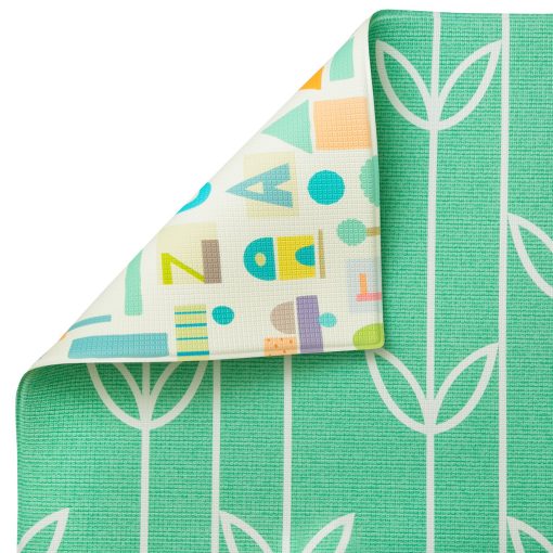 Tapete de juego para cuidado de bebes (Grande, Petalos del mar - Verde) 82'' x 55'' Tapete de juego impermeable original de una sola pieza reversible y enrollable para bebes, ninos pequenos y ninos - Imagen 5