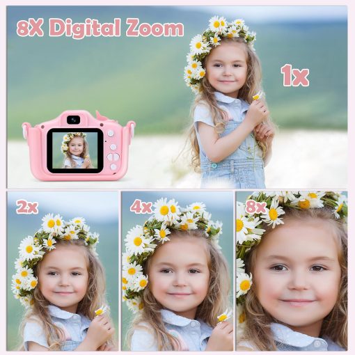 Camara de Juguete para Niñas y Niños de 3 4 5 6 7 8 9 10 Años, Camara Digital Infantil con Funda Protectora de Silicona, Camara para Niños, Camara para Niñas con Tarjeta SD de 32GB Rosa - Imagen 3