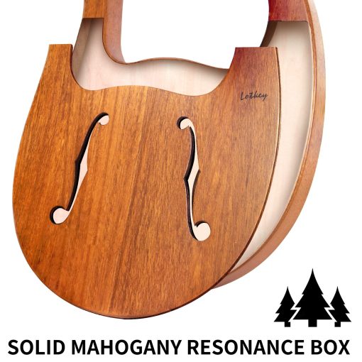 Arpa de Lira, Lotkey 16 Cuerdas de Metal Arpa de Lira de Caoba con Silla de Hierro, Llave de Afinacion, Cuerdas de Repuesto, Manual y Estuche - Imagen 2