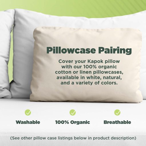 Almohada de Kapok de Bean Products - Tamano Euro 20 x 20, Algodon Organico, Vegano, Calidad Premium - Fabricada en USA Almohada para Cuello Cama Cuerpo Cojin de Suelo Sofa Lanzamiento Refuerzo - Tela y Relleno Ecologico Organico - Imagen 6