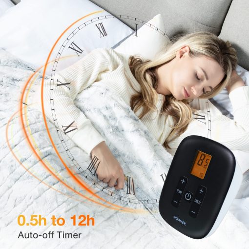 Manta Electrica Tamano Twin WOOMER de 84"x 90", Suave Manta Calefactable de Piel Sintetica, 10 Niveles de Calentamiento y Apagado Automatico de 0.5-12H, Proteccion contra Sobrecalentamiento, Certificacion ETL - Imagen 5