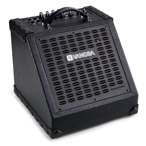 Amplificador de bateria electrica Vangoa 65W Profesional Altavoz de amplificador de tambor electronico inalambrico de 3 bandas EQ USB Monitor personal de bateria electrica Altavoz de teclado, Negro