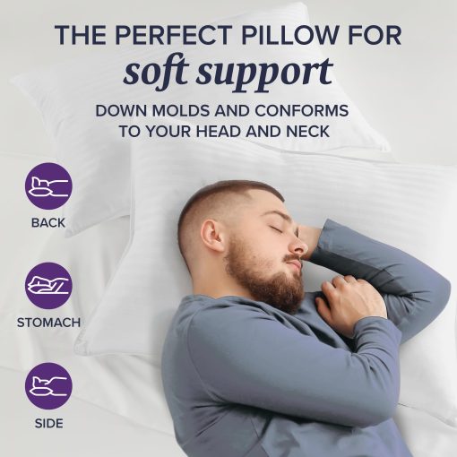 Juego de 2 Almohadas Beckham Hotel Collection para Cama Queen/Estandar - Almohada de Plumas para Dormir - Para Dormir Boca Arriba, Boca Abajo o de Lado - Imagen 7