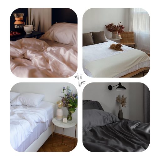 Juego de sabanas estandar ettitude 100% Lyocell de bambu organico, Ocean (Azul), Cal King, Sabanas transpirables, Ropa de cama, Sostenible, Saten, Tejido de origen vegetal, Suave como la seda, Bolsillos profundos - Imagen 5
