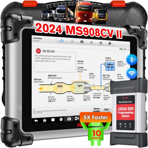 Autel MaxiSYS CV MS908CV II: Herramienta de diagnostico pesado 2024, Nivel superior a MS908CV MS906CV, Igual que MS909CV, OS 11, 4G+128G WiFi 2.4G&5G Imprimir GPS Codificacion J2534 Bidireccional 64+ Servicios FCA AutoAuth