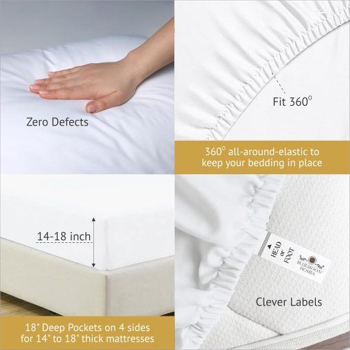 Juego de sabanas Full de 100% algodon Egipcio con 1000 hilos - Juego de sabanas para cama Full de 4 piezas con bolsillo profundo de 18", suave saten y juego de ropa de cama refrescante - Gris Oscuro - Imagen 5