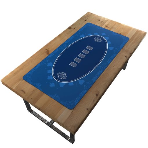 Tapete de Juego de Cartas Bullets - Diseno de Poker - Tapete de Mesa 63" x 31.5" - Tapete de lujo para noche de casino - azul - Imagen 2