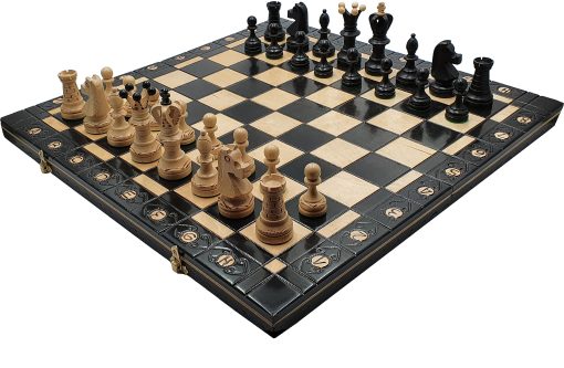 Hermoso Juego de Ajedrez de Madera Hecho a Mano con Tablero de Madera y Piezas de Ajedrez Hechas a Mano - Producto de idea de regalo (21" (55 cm) Negro) - Imagen 2