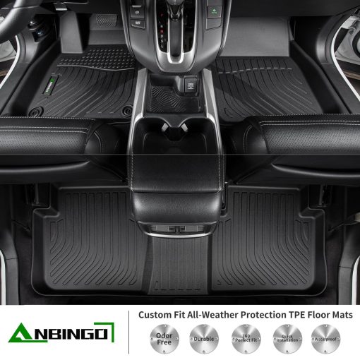 Tapetes para Piso Personalizados ANBINGO para Kia Telluride 2020-2024 (7 Pasajeros), Asientos de Cubo, Proteccion Todo Clima TPE Impermeable Antideslizante Aptos para 1ra, 2da y 3ra Fila Accesorios de Juego de Juego-Negro - Imagen 4