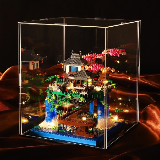 Conjunto de bloques de construccion de arbol de cerezo CAXIMSY con caja de presentacion acrilica Arquitectura china de flor de durazno Conjunto de construccion micro mini juguete regalo para ninos adultos ?3320 piezas? - Imagen 3