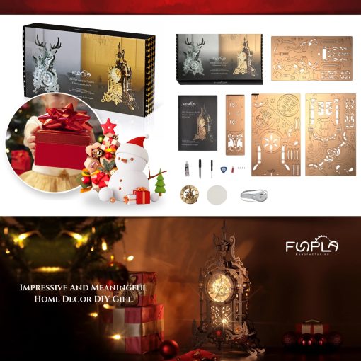 Modelo de Reloj de Puzzle 3D LED FUNPOLA, Modelo de Construccion de Torre de Reloj de Puzzle 3D de Acrilico con LED de Escritorio Adorno de Reloj Elegante para Adolescentes/Adultos (LED-TC03 Acrilico) - Imagen 6