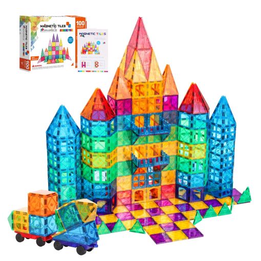Bloques Magneticos, 100 Piezas Bloques Magneticos para Ninos, Juego de Juguetes Magnet 3D Montessori, Juguetes Educativos de Construccion STEM para Ninos y Ninas de 3+ Anos, Regalos de Navidad y Cumpleanos