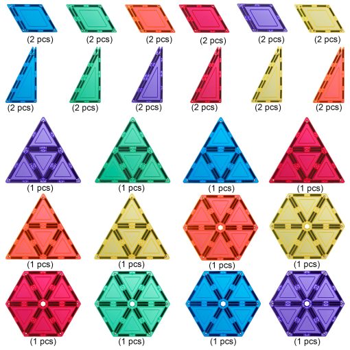 Paquete geometrico de juguetes Learn & Grow, Juego de construccion de azulejos magneticos, Bloquea azulejos Juguete educativo de construccion STEM para ninos y ninas de 3+ anos - Imagen 5