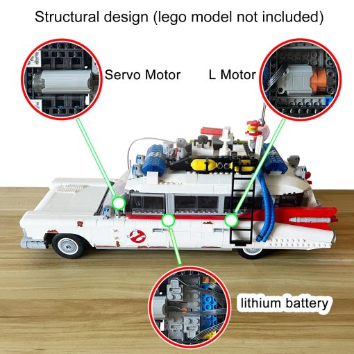 Kit de Actualizacion de Motor Motorizado Pro y Control Remoto para Lego Ghostbusters ECTO-1 10274, Compatible con Lego Icons Ghostbusters ECTO-1 10274 (Modelo de Coche no Incluido) - Imagen 2