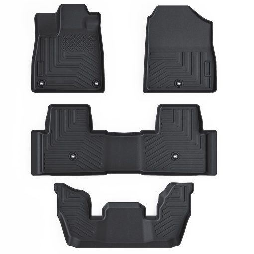 Tapetes para 2023 2024 Honda Pilot, Juego completo de tapetes de proteccion de TPE para todas las estaciones, incluye tapetes para automoviles para la 1ra y 2da fila para accesorios de 2023 2024 Honda Pilot Negro - Imagen 9