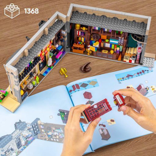 Bloques de Construccion de Magic Diagon Alley, Set de Tienda de Brujos 2 en 1 con Luces LED, Kit de Juego de Construccion de Tienda Diagon Alley, Regalo de Navidad para Mayores de 12 anos, Regalo de Brujo para Ninos y Fans (1368 Piezas) - Imagen 5