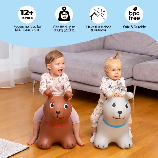 Juguete para ninos - Saltador de animal inflable de GERARDO'S - Perro Gris | 22 x 11.5 x 19.3 pulgadas | Juguetes para ninas y ninos pequenos | Incluye bomba de mano - Imagen 5