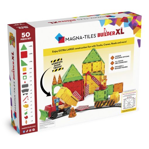 MAGNA-TILES Builder XL 50-Piece Magnetic Construction Set - La Marca Original de Construccion Magnetica - Imagen 7