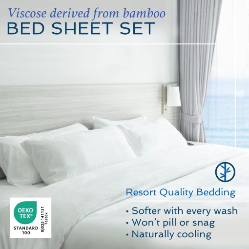 Juego de Sabanas 4 Piezas Hotel Sheets Direct Tamaño King, Sabanas 100% Viscosa de Bambu con 2 Fundas de Almohada, Ropa de Cama de Lujo Transpirable y Refrescante, Suave como la Seda, Gris Claro - Imagen 2