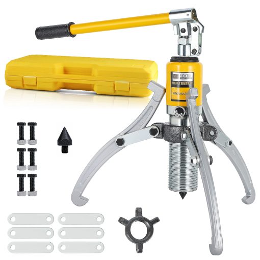 Kit Extractor de Engranajes Hidraulico de 5 Toneladas NEWTRY, Separador de Cojinetes de Rueda, Extractor de 3 Mordazas, Vertical y Horizontal, con Maletin, Reparacion Mecanica Resistente
