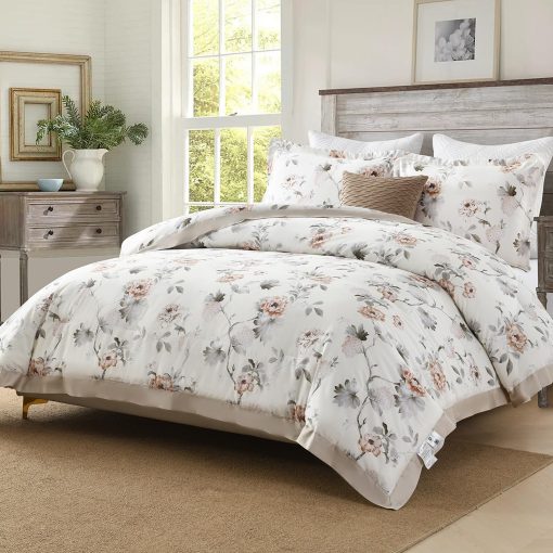 Juego de Edredon SahSahCasa Queen Size, Juego de Edredon Queen, Chic Floral Acolchado, Suave y Lujoso para Todas las Estaciones, Edredon y Alternativa a Plumon, 3 piezas