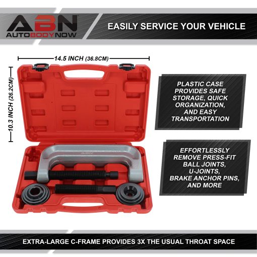 Kit de Prensa de Rotulas Extra Grande ABN - Kit de Prensa de Cojinete de Rueda - Herramienta Universal de Separador de Rotulas y Adaptadores de Extraccion - Imagen 3