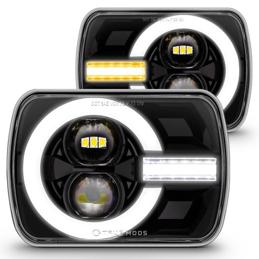Faros LED sellados TRUE MODS 5x7 7x6 pulgadas H6054, Reemplazo de haz de luz sellado para Jeep Wrangler YJ Cherokee XJ [Aprobado por DOT] [Senal de Giro] Ford Econoline Chevy Express GMC Savana TOYOTA Pickup Nissan D21 Dodge
