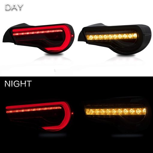 Luces traseras VLAND para Toyota 86 2012-2020, Subaru BRZ 2013-2020, Scion FRS 2013-2016, Lamparas traseras con DRL, Luz trasera tenue con senal de giro secuencial, humo - Imagen 8