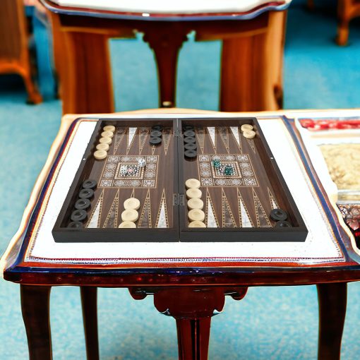 Juego de Tablero de Backgammon Turco - 19'' para Adultos con Diseno de Madera Pulida y Elegante Mosaico para Diversion Clasica - Juegos de Viaje para Entretenimiento Familiar y de Parejas - Imagen 2