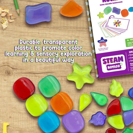STEAM por Roylco Light Learning Rocks - 6 Colores Recursos Educativos para Ninos - Coleccion de Naturaleza para Aprender - Imagen 3