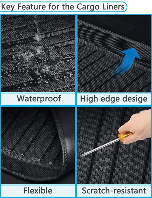Tapete para Piso modelo Y ï¼† Almacenamiento ï¼† Respaldo ï¼† Forro de Carga Compatible con Modelos Tesla Modelo Y de 5 Asientos 2020 2021 2022 2023, Proteccion para Todo Clima, Juego Personalizado Antideslizante Resistente al Agua 3D - Imagen 6