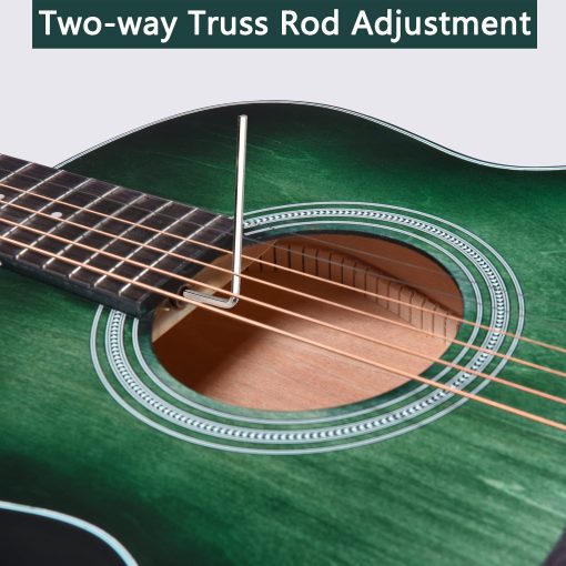 Serie WINZZ HAND RUBBED - Guitarra Acustica Dreadnought de 36 Pulgadas 3/4, Paquete de Guitarra Acustica, Verde Cazador Oscuro - Imagen 4