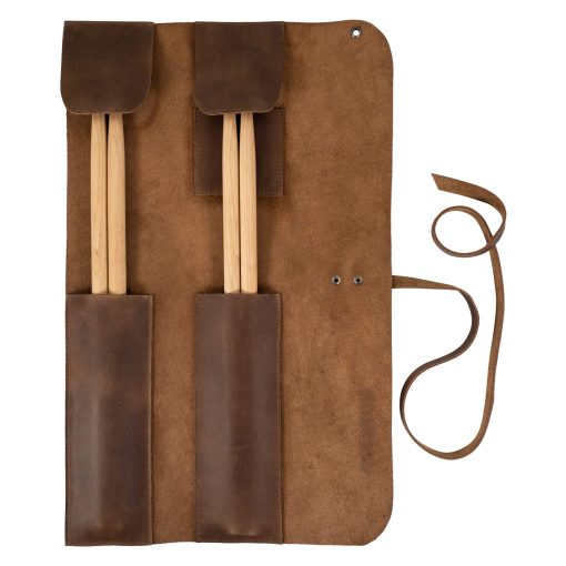 Bolso de Cuero de Grano Completo para Baquetas con Espacio para Llave de Bateria - Marron Bourbon