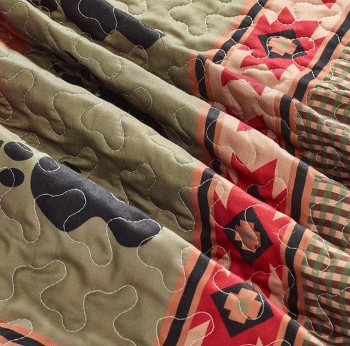 Coleccion de Edredones Virah Bella - Juego de Ropa de Cama Estampado de Oso y Pata, 3 Piezas King - Edredon Reversible con 2 Fundas de Almohada a Juego - Imagen 9