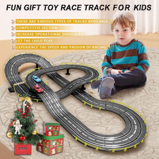 Pista de Carreras de Coches de Control Remoto, 4 Coches de Carrera con Luces, Set de Pista de Carreras Electrico con 2 Controladores para Ninos de 6 a 12 Anos, Juguetes de Regalo para Ninos - Imagen 6