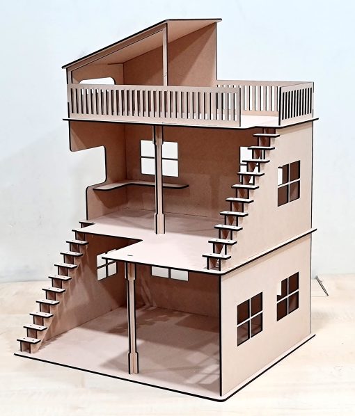 StonKraft Casa de munecas de madera - Decoracion del hogar, Juguete de construccion, Kit de modelado, Proyecto escolar - Facil de armar rompecabezas 3D - Imagen 2