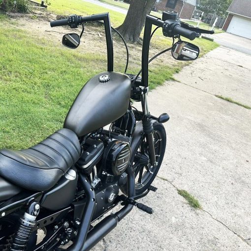 Manillar de 14" para Ape Hangers 1.5 pulgadas Fat Monkey Bar Negro Compatible con Harley Softail Dyna Sportster XL 883 1200 y modelos Road King 1994-2022 y Road Glide 1998-2013 - Imagen 3
